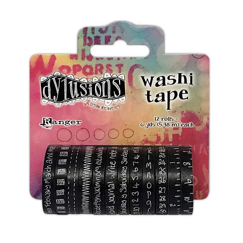 Dylusions Washi Tape, Black, 12 rolls