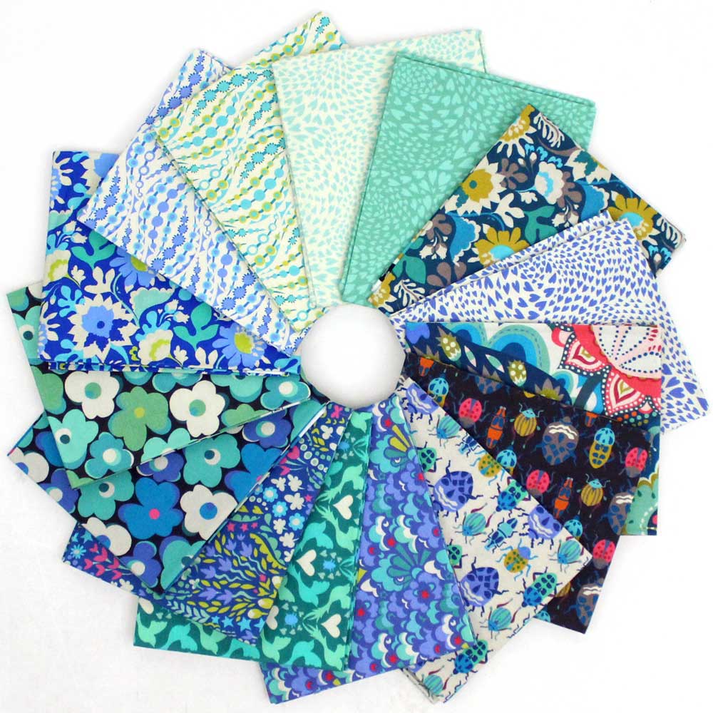 Eden Fat Quarters, 15 pieces, Cool Colors