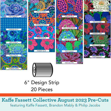 6 in. Strip Roll in Cool, Kaffe Fassett Collective, August 2023