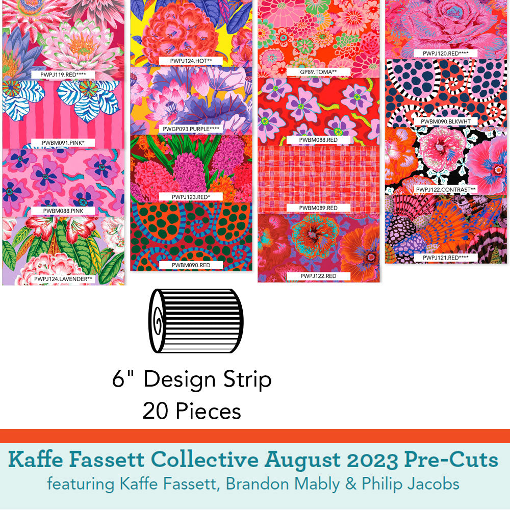 6 in. Strip Roll in Hot, Kaffe Fassett Collective, August 2023