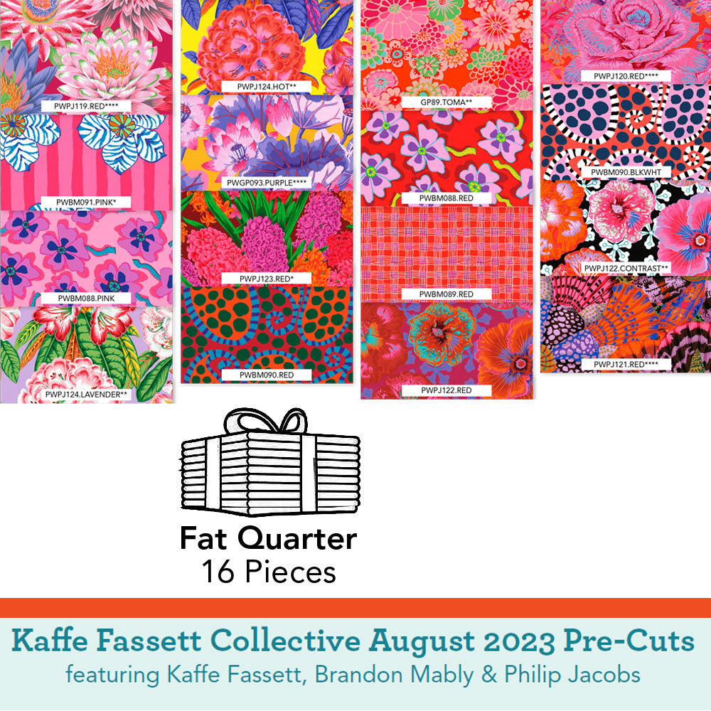 Fat Quarter Bundle in Hot (16 pc), Kaffe Fassett Collective, August 2023