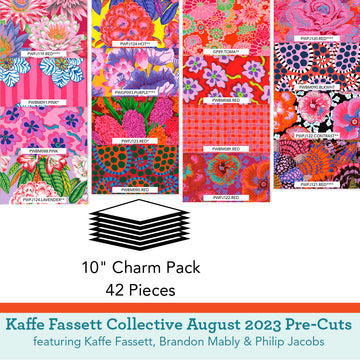 10 in. Charm Pack in Hot, Kaffe Fassett Collective, August 2023