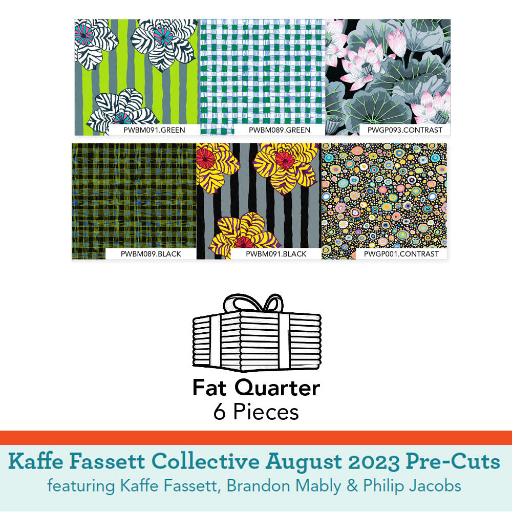 Fat Quarter Bundle in Contrast (6 pcs), Kaffe Fassett Collective, August 2023