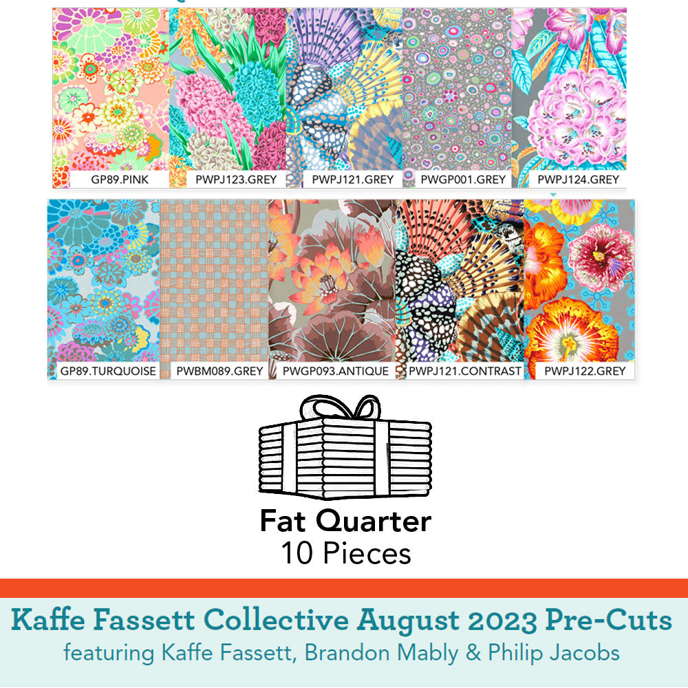 Fat Quarter Bundle in Pastel (10 pc), Kaffe Fassett Collective, August 2023