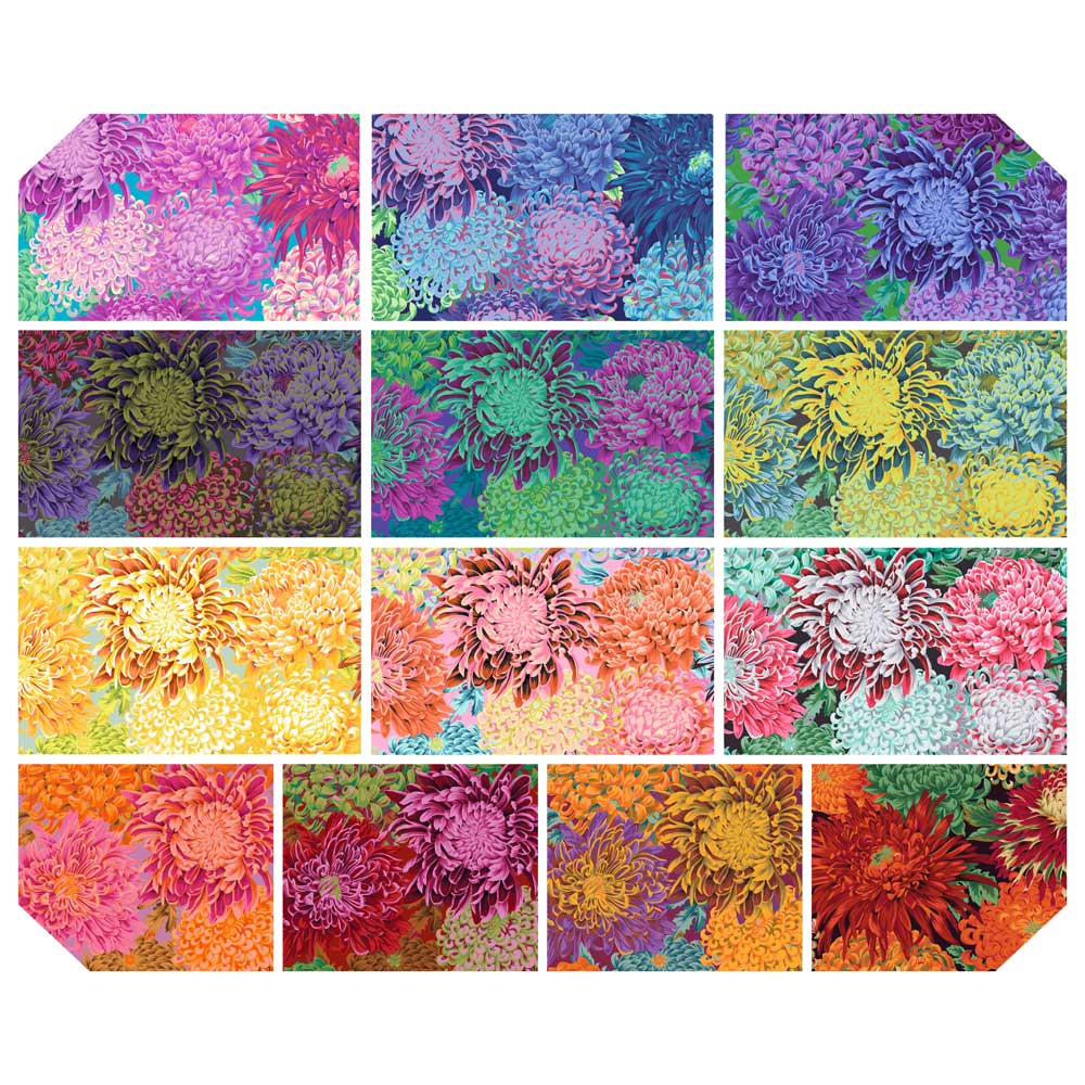 Japanese Chrysanthemum by Philip Jacobs for the Kaffe Fassett Collective Half Yard Bundle