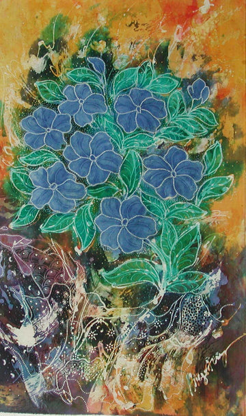 Hari Agung Batik Panel, Blue Flowers (Mini-Long)