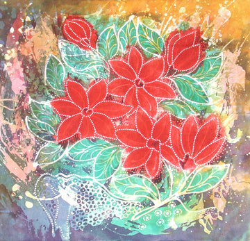 Hari Agung Batik Panel, Red Flowers (Mini)