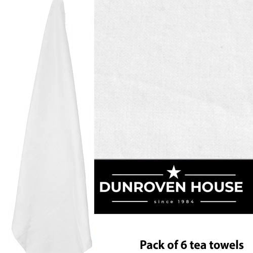 White Tea Towels from Dunroven House, pack of 6