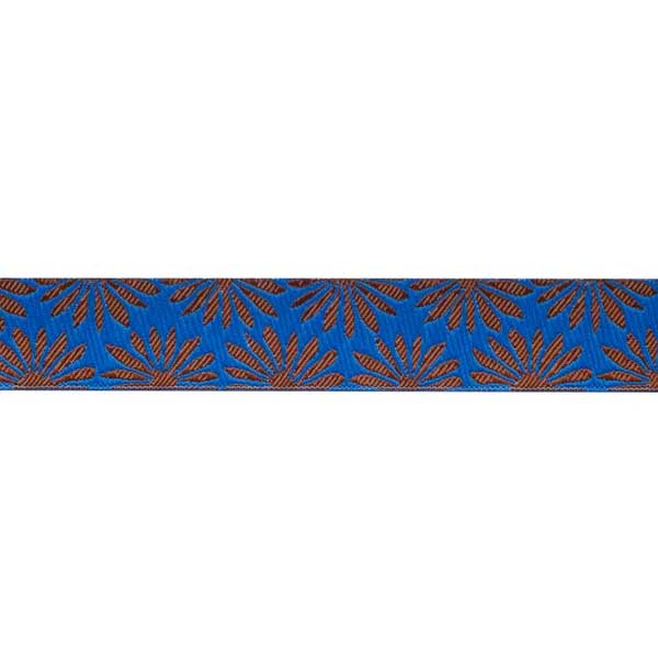 Gerbera Blue on Bronze, 7/8 in. ribbon by Kaffe Fassett