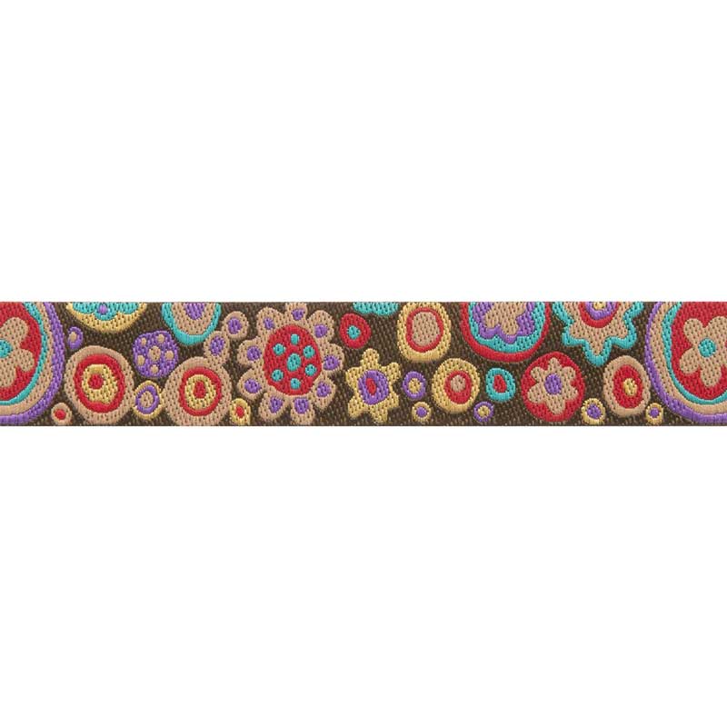 Paperweight, Multicolor on Chocolate Brown, 7/8 in. ribbon by Kaffe Fassett