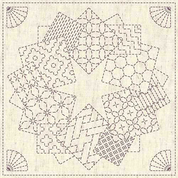 Sashiko Preprinted Fabric, Kaza-Guruma 1