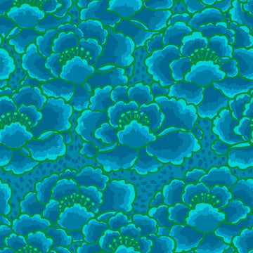 Tonal Floral - Turquoise, Kaffe Fassett Collective, February 2023