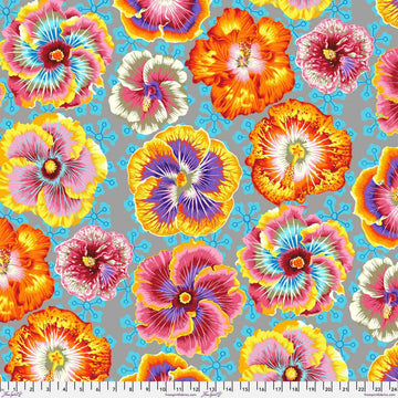 Floating Hibiscus - Grey, Kaffe Fassett Collective, August 2023