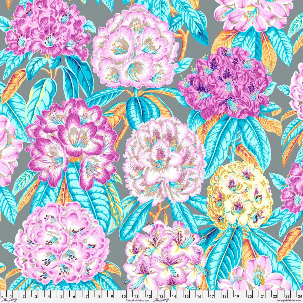 Rhododendrons - Grey, Kaffe Fassett Collective, August 2023