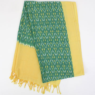 Indian Ikat Woven Cotton Scarf Green/Yellow