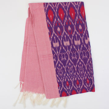 Indian Ikat Woven Cotton Scarf Pink/purple