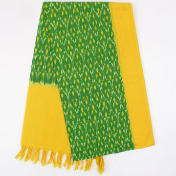 Indian Ikat Woven Cotton Scarf Green/Yellow