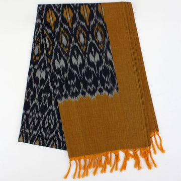 Indian Ikat Woven Cotton Scarf Yellow/Black