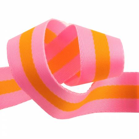 Tula Pink Webbing, 1.5 in. Pink/Orange