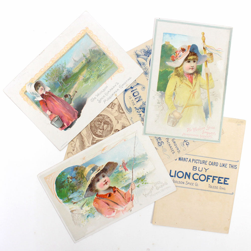Large Vintage Advertising Cards, 2 Assorted