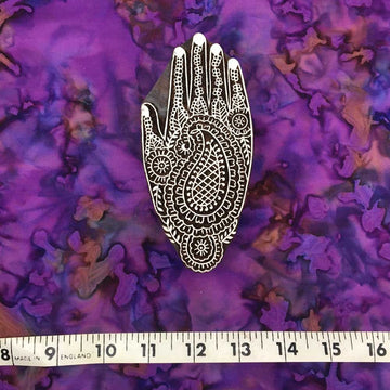 WB64 Henna Hand with Paisley Wood Block
