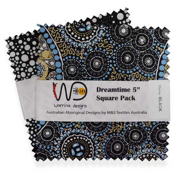Black Dreamtime 5 in. Square Pack Fabric