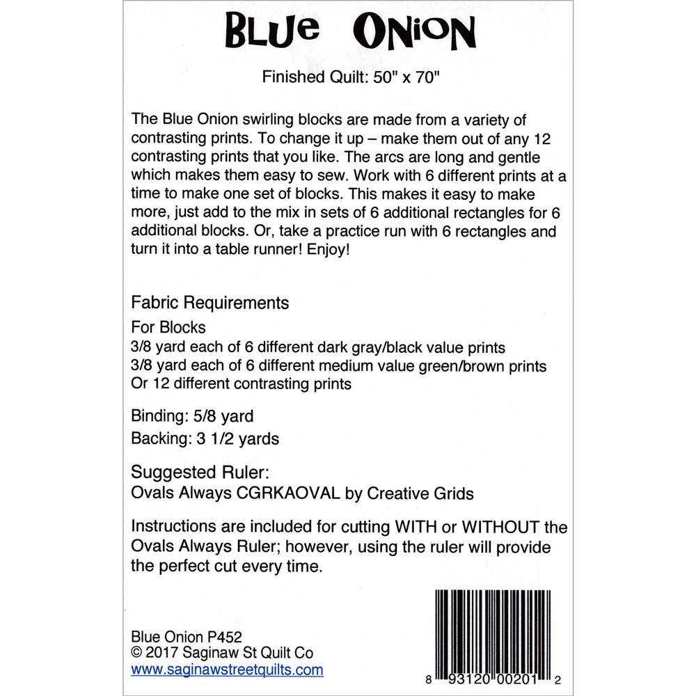 Blue Onion Quilt Pattern, Saginaw St Quilts