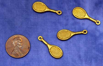 Vintage brass tennis racket charm