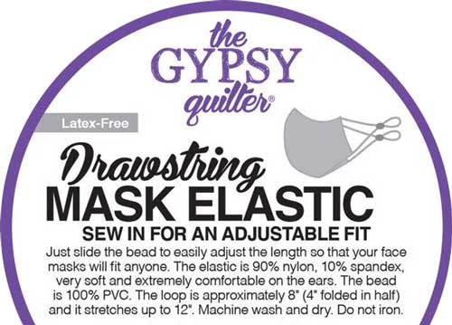 Drawstring Mask Elastic, 60 count (choose color)