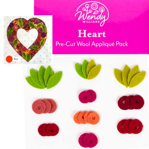 Heart Pre-Cut Wool Kit by Wendy Williams, Red