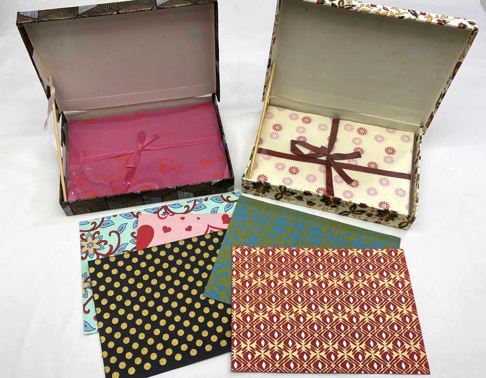 Large Box from India Filled with 50 Sheets Handmade Decorative Paper