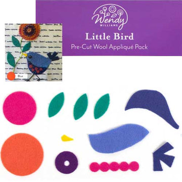 Little Bird Pre-Cut Wool Kit by Wendy Williams, Blue