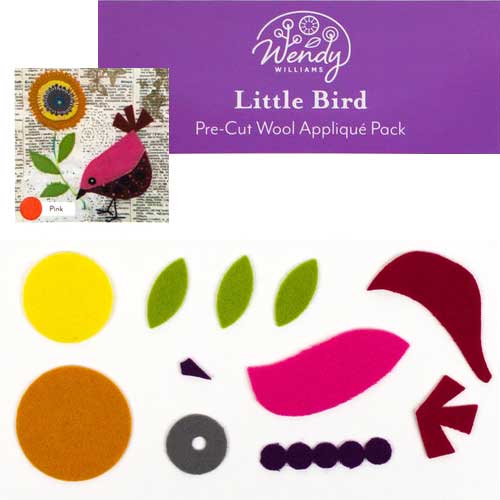 Little Bird Pre-Cut Wool Kit by Wendy Williams, Pink