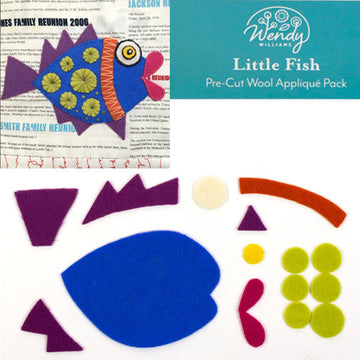 Little Fish Pre-Cut Wool Kit by Wendy Williams, Blue