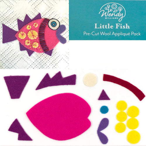 Little Fish Pre-Cut Wool Kit by Wendy Williams, Pink