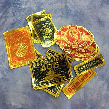 Metallic Foil Batik Labels vintage paper collage pack