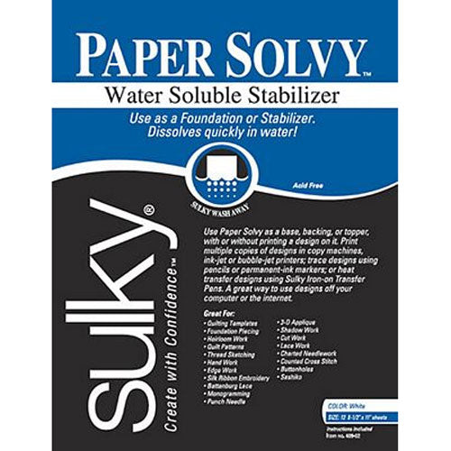 Sulky Paper Solvy Water Soluble Stabilizer