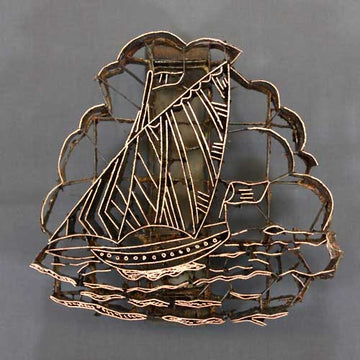 ONE LEFT Sailboat Handmade Indonesian Copper Tjap