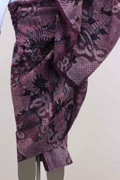 Purple store Silk Batik Sarong, Silk Shawl