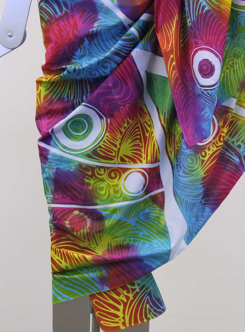 Hand Drawn Batik Tulis 100% Cotton Fabric, Multi-Colored