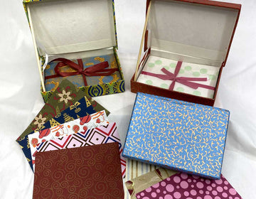 Small Box from India Filled with 50 Sheets Handmade Decorative Paper