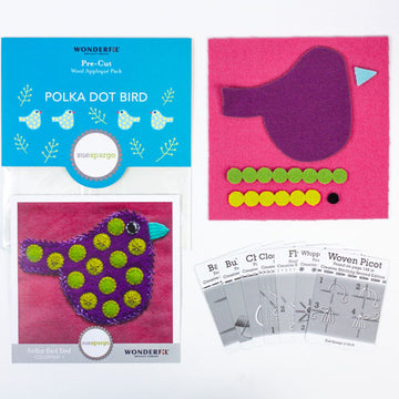 Sue Spargo Pre-Cut Wool Pack, Polka Dot Bird 1