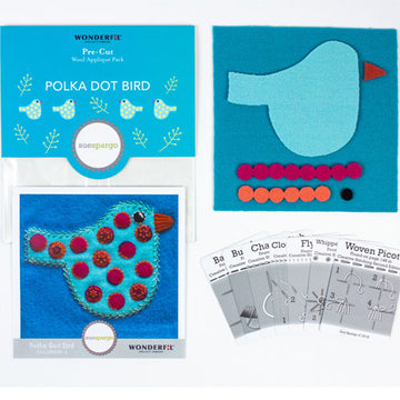Sue Spargo Pre-Cut Wool Pack, Polka Dot Bird 3