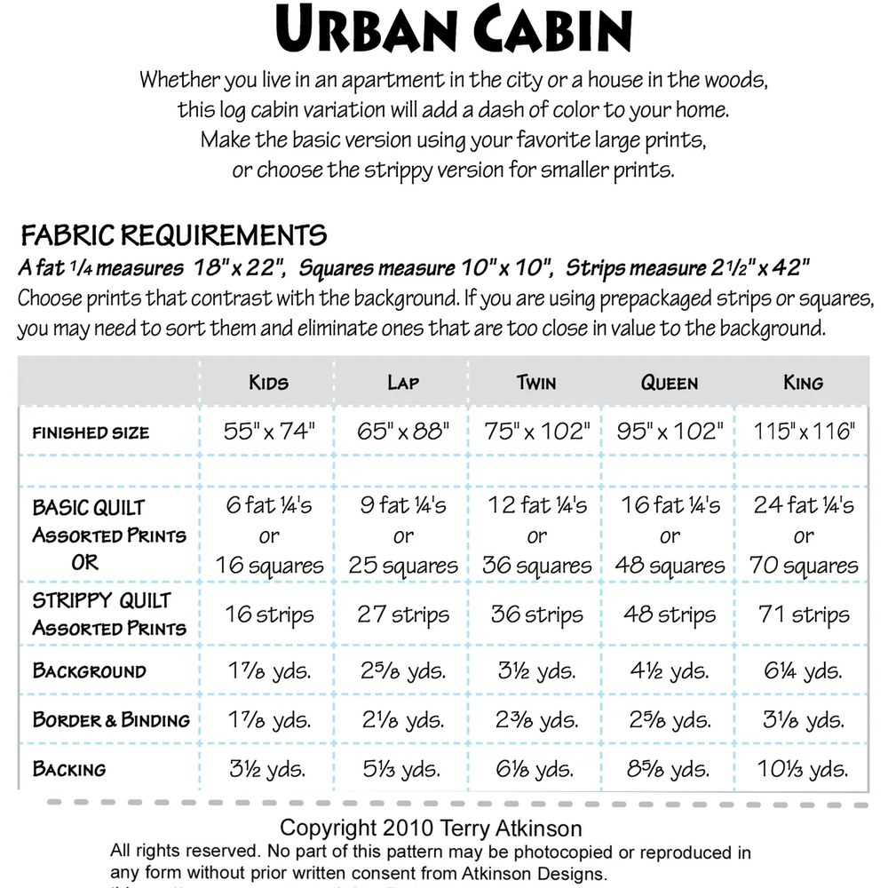 Urban Cabin Quilt Pattern