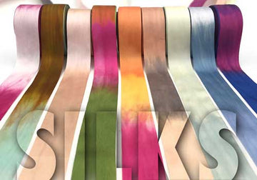 1.25 inch Variegated Silk Ribbon, 5 yard minimum cut (11 colors)