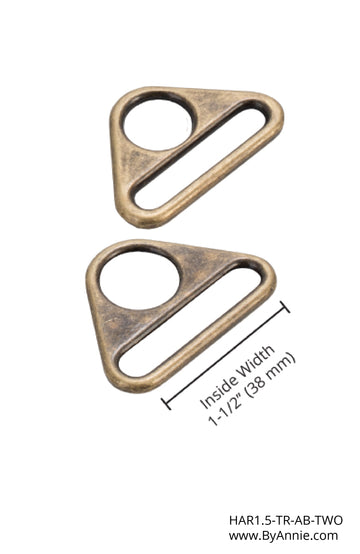 1.5" Triangle Ring- Antique Brass, Set of 2