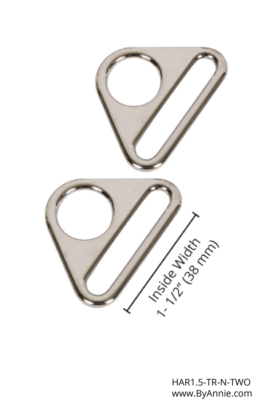 1.5" Triangle Ring- Nickel, Set of 2