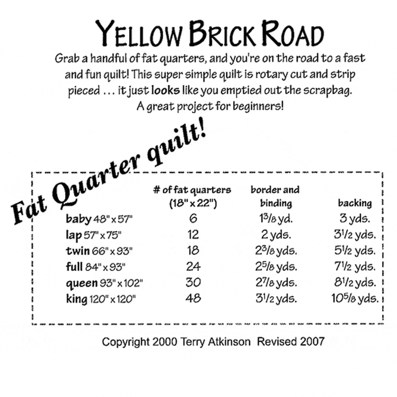 Free Printable Yellow Brick Road Quilt Pattern Free Printable Yellow Brick Road Quilt Pattern